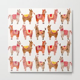 Alpacas Metal Print | Southamerica, Llamas, Cusco, Llama, Bolivia, Painting, Andes, Animal, Watercolor, Pattern 