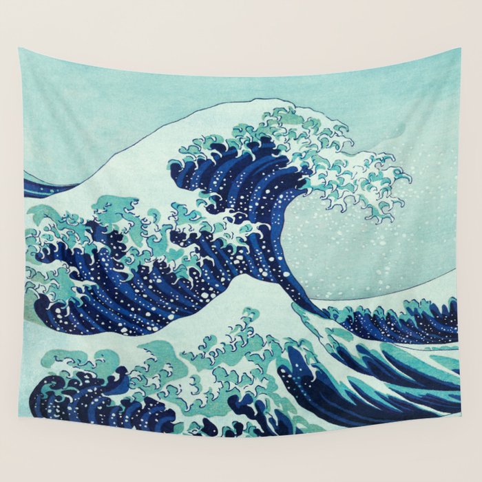 Hokusai Blue Waves Pattern Wall Tapestry by CatyArte Society6