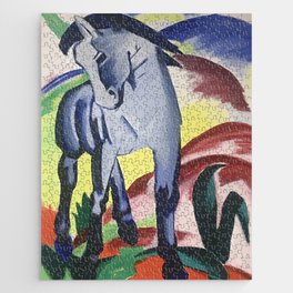 Blue Horse on a Colorful Background Jigsaw Puzzle