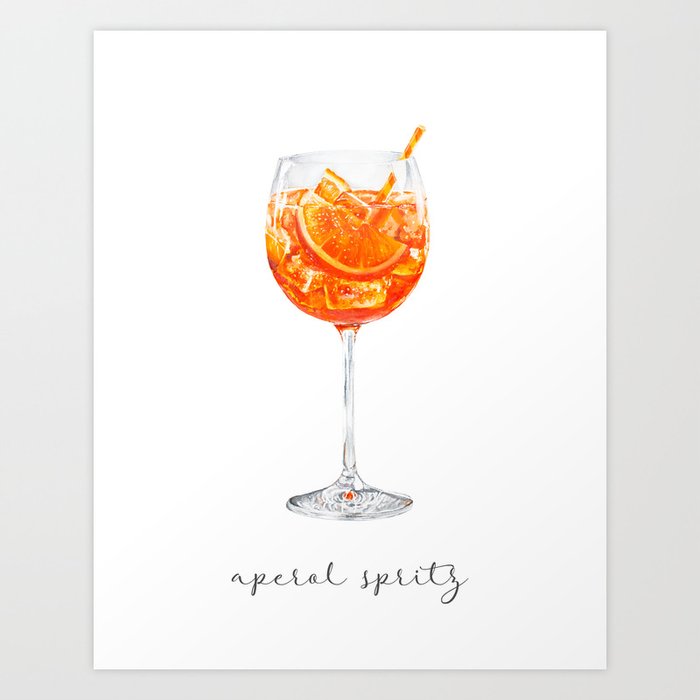 Aperol Spritz Cocktail Painting Art Print