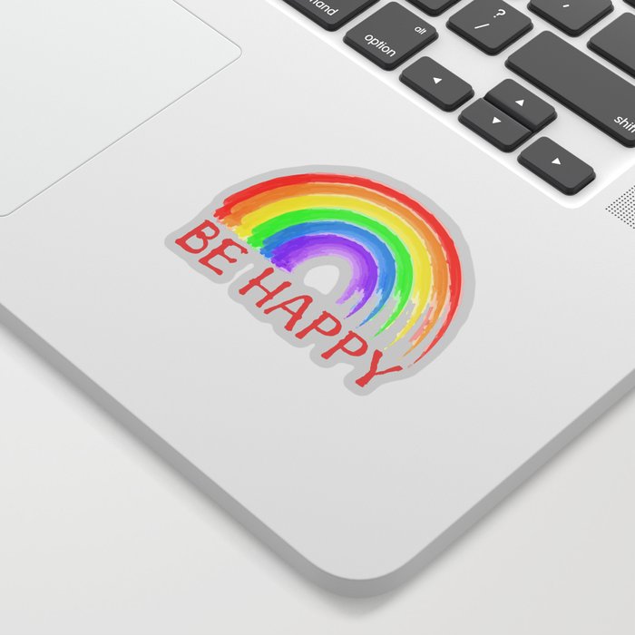 Be happy bright rainbow in watercolor Sticker