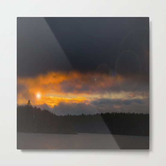 October Cloudy Sunset Metal Print