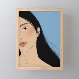 A Woman With Black Hair  Framed Mini Art Print