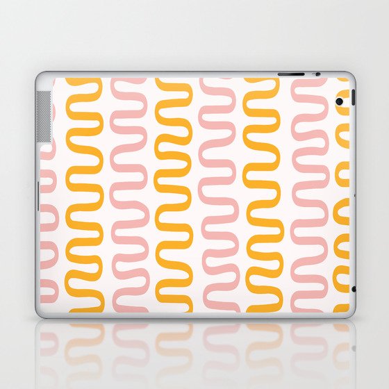 Abstract Shapes 263 in Pink Yellow (Snake Pattern Abstraction) Laptop & iPad Skin