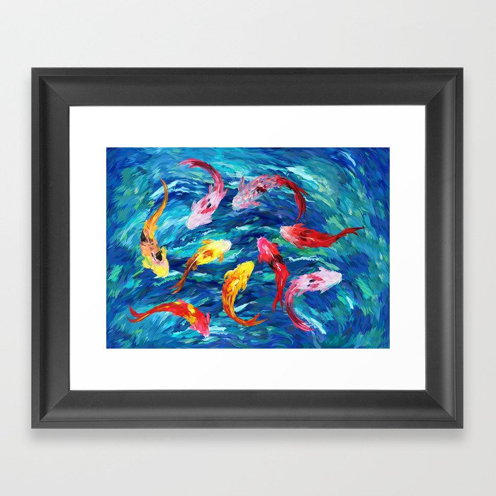Koi Fish Rainbow Abstract Paintings Framed Art Print By