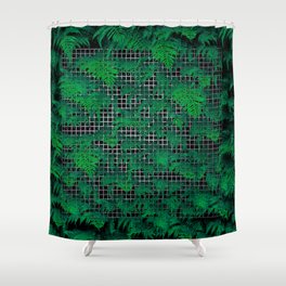 Fern Grid Plant Wall Shower Curtain