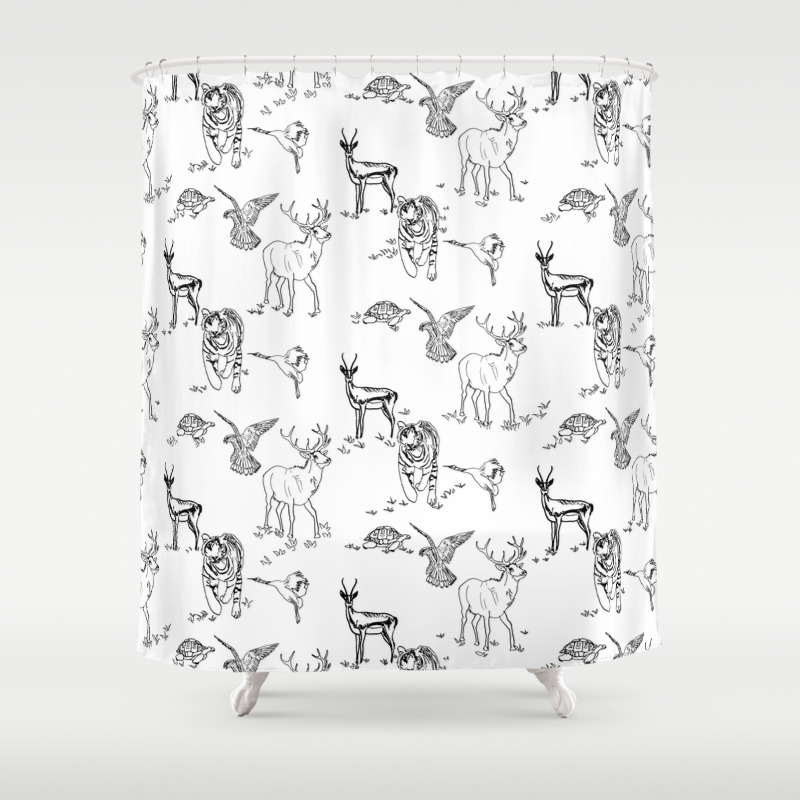 Animal Kingdom White Shower Curtain By K2designs Society6