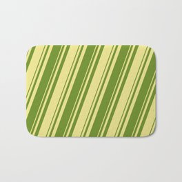 [ Thumbnail: Tan & Green Colored Lines Pattern Bath Mat ]