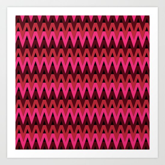 Red/Pink Themed Chevrons Art Print