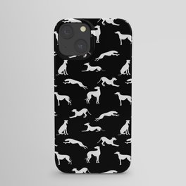 Greyhound Silhouettes White on Black iPhone Case