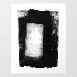 White Rectangle - Black and White Minimalist Abstract Painting Art Print
