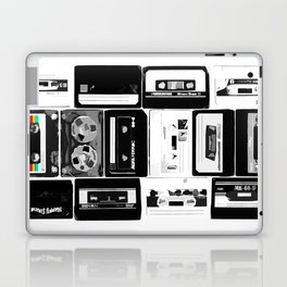 Retro Music Cassette Tapes - Black & White Laptop & iPad Skin