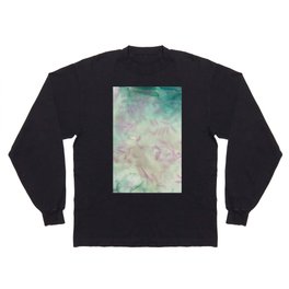 Watercolor emerald green ivory pink foliage floral  Long Sleeve T-shirt