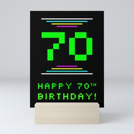 [ Thumbnail: 70th Birthday - Nerdy Geeky Pixelated 8-Bit Computing Graphics Inspired Look Mini Art Print ]