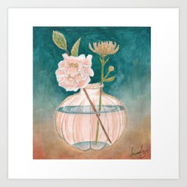 Camellia And Chrysanthemum Art Print