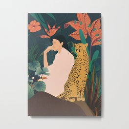 Into The Wild Metal Print | Leopard, Abstract, Nature, Cat, Forest, Summer Vibes, Flowers, Animal, Leaves, Garden 