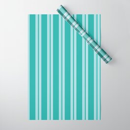 [ Thumbnail: Powder Blue and Light Sea Green Colored Lined/Striped Pattern Wrapping Paper ]