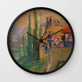 Lake Como, Italy landscape painting by  Lajos Gulácsy Wall Clock