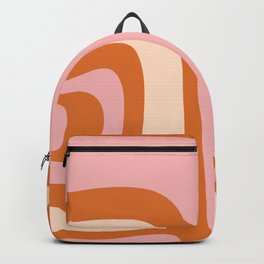 Tiki Abstract Minimalist Mid-Century Modern Pattern Pink Orange Cream Backpack
