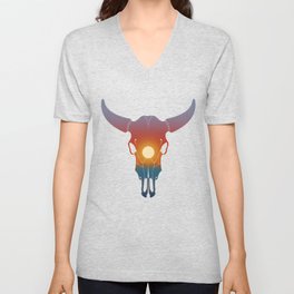 Sunset Bull V Neck T Shirt