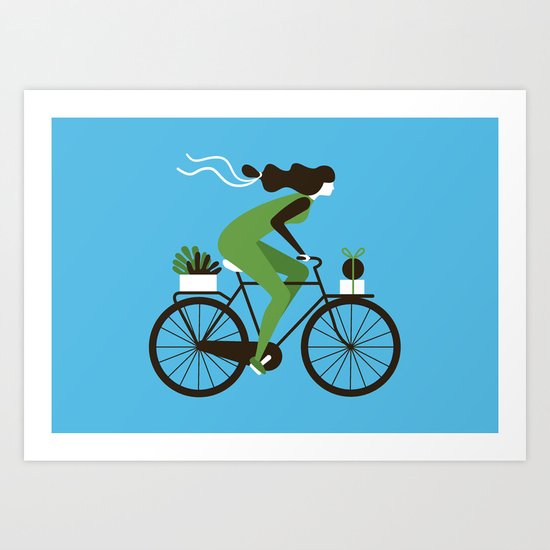 Woman on a Bicycle Art Print