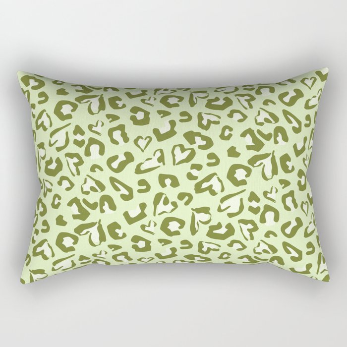 Green Valentines Hearts Cheetah Spots Wild Animal Print Home Trend Rectangular Pillow