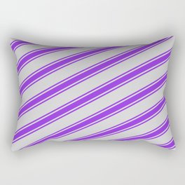 [ Thumbnail: Light Grey & Purple Colored Lined Pattern Rectangular Pillow ]