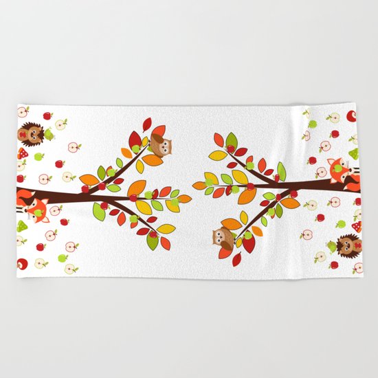 Rain Apples Beach Towel