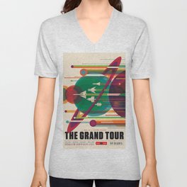 NASA Retro Space Travel Poster #5 V Neck T Shirt