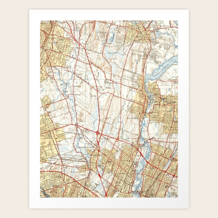 Vintage Map of Hackensack NJ (1940) Art Print by BravuraMedia Society6
