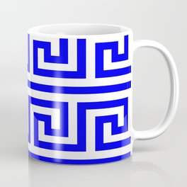Cobalt Blue Greek Key Pattern Coffee Mug | Pattern, Greekkey, Meander, Graphicdesign, Bold, Greece, Mediterranean, Bright, Cobalt, White 