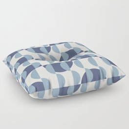 Geometric semi-circle big and small pattern - Blue Floor Pillow
