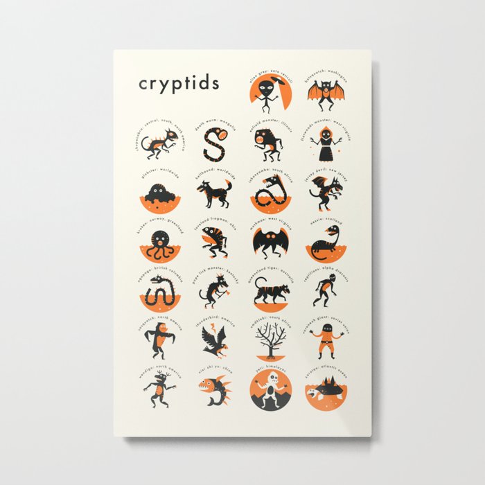 CRYPTIDS A-Z Metal Print