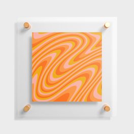 Retro 70s Swirl Pattern Orange Pink Floating Acrylic Print