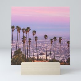 LA dreaming Mini Art Print | Los Angeles, Pink, West Coast, Gradient, Skyline, Sunset, Golden Hour, Palms, Pastel, View 