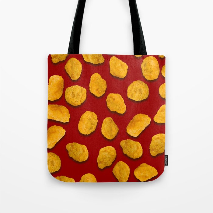 Real Chicken Nuggets Pattern On Ketchup Red Tote Bag