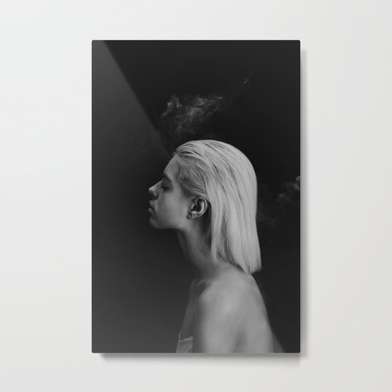 Black white Metal Print