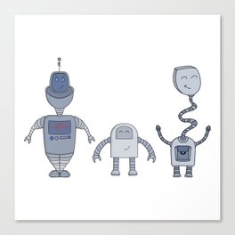 Three Adorable Robots Canvas Print
