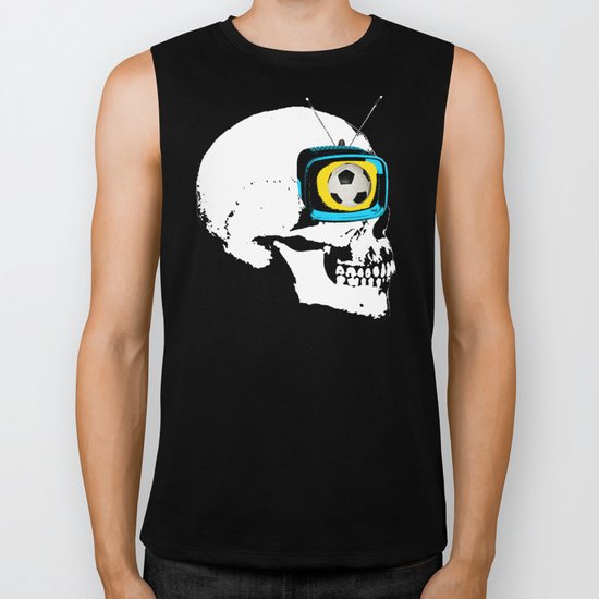 Football Mind - a round thing in the TV eye v4 Biker Tank