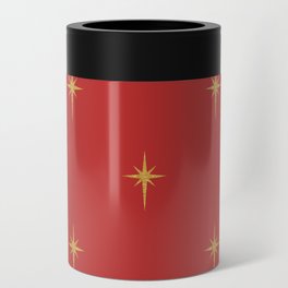  Christmas Faux Gold Foil Star in Holly Berry Red Can Cooler