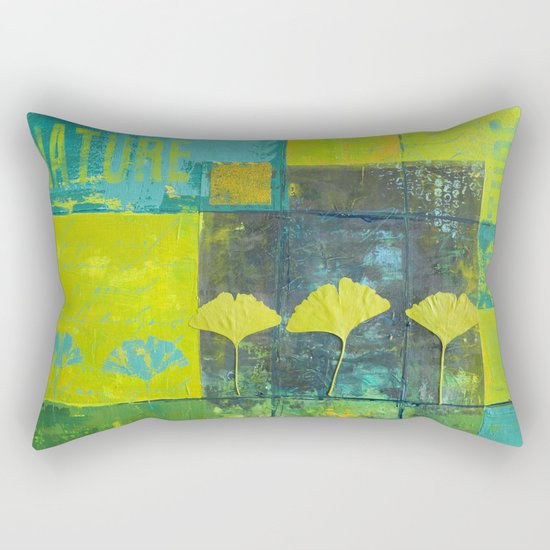 Green nature greenery gingko leaf collge Rectangular Pillow