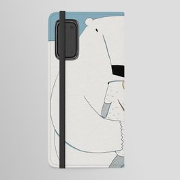Polar bear eating fish Android Wallet Case