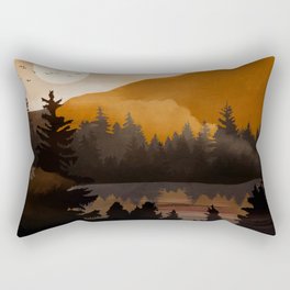 Golden Glimmer Mountain Lake Rectangular Pillow