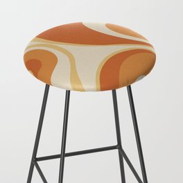 Psychedelic Retro Abstract Design in Orange, Yellow and Cream Bar Stool
