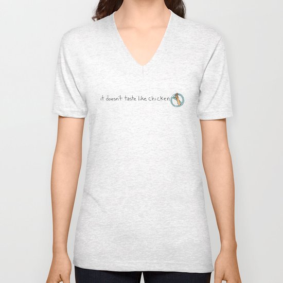 it doesn't taste like chicken Unisex V-Neck