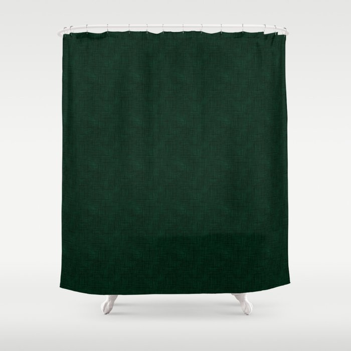 Textured dark green, solid green, dark green. Shower Curtain