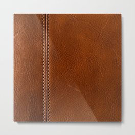 Elegant faux brown leather classic Metal Print | Leather, Cow, Brownleather, Elegant, Patterns, Stiches, Fakeleather, Photo, Cowhide, Cows 