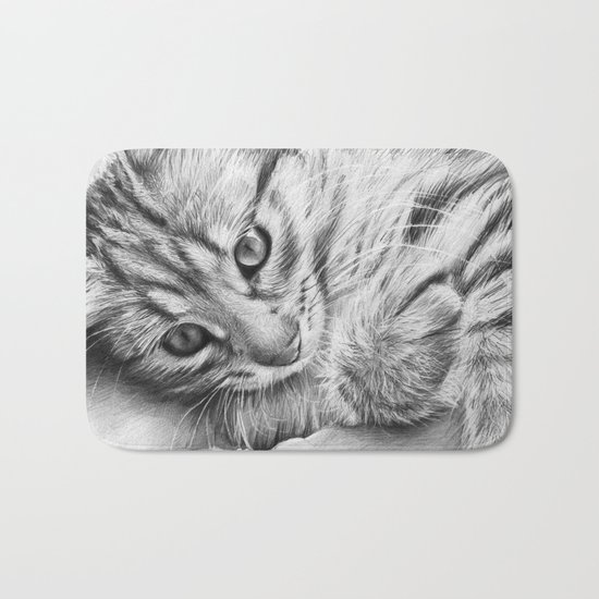 Cat Kitten Dawing Bath Mat