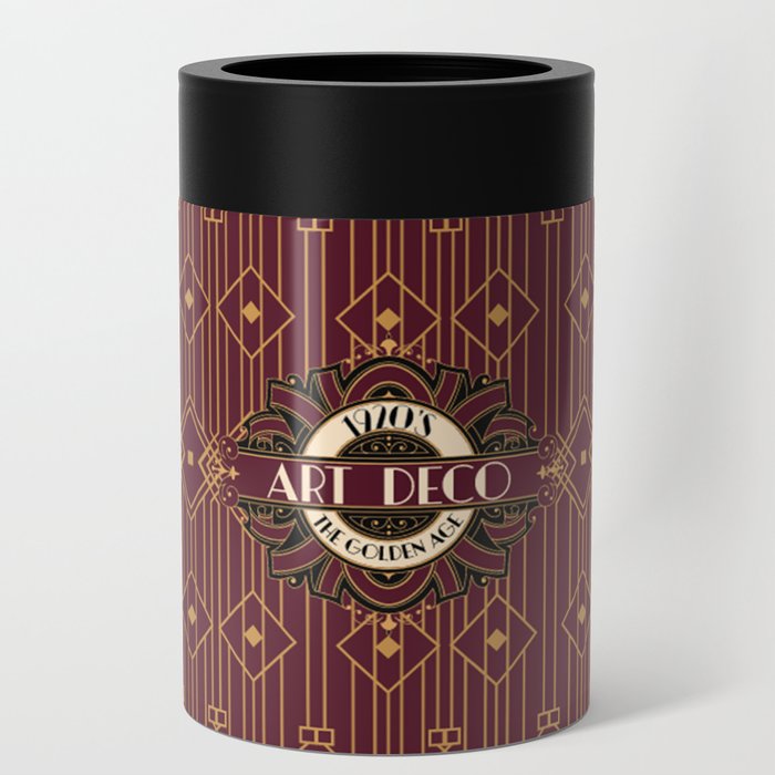 art deco burgundy and gold color Can Cooler