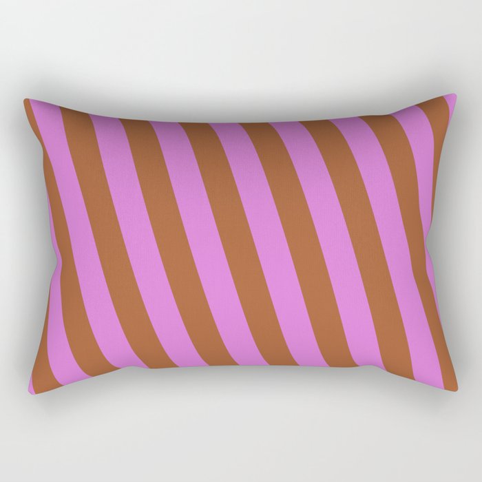 Orchid and Sienna Colored Stripes/Lines Pattern Rectangular Pillow